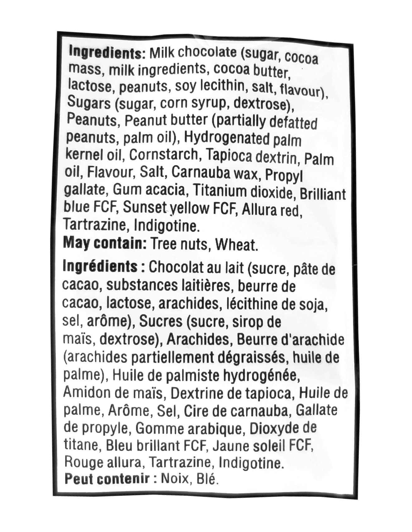 M&M's Classic Mix Pack, Milk Chocolate, Peanut Butter, Peanuts Center, 185g/6.5 oz. Bag Ingredients